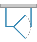 Pivot door with inline panel (hinge on fixed side), outside and inside opening