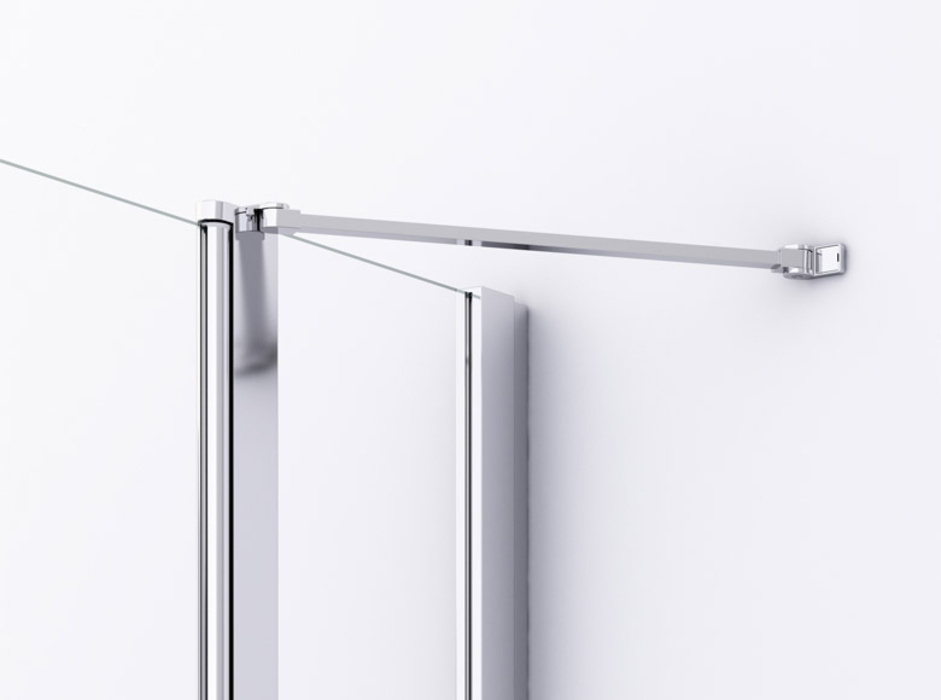 Stabilizator de colț integrat în profil cu lungime adaptată la lățimea părții fixe, pentru stabilitate optimă Stabilizator de colț integrat în profil cu lungime adaptată la lățimea părții fixe, pentru stabilitate optimă
