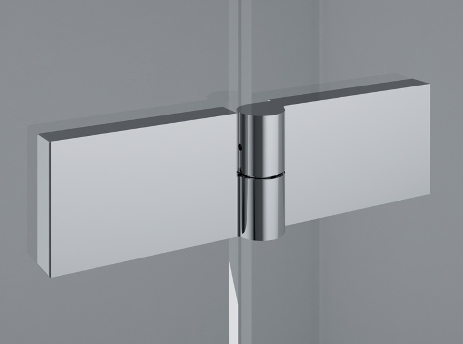 Square glass-to-glass hinge