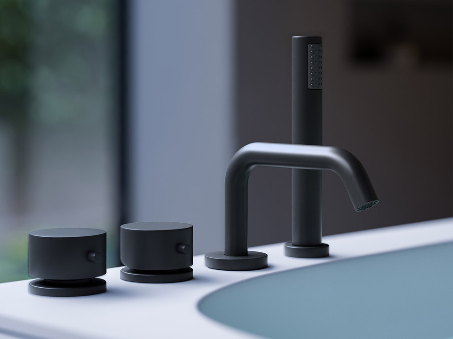 Rim mounted faucets, chrome or matt black finish